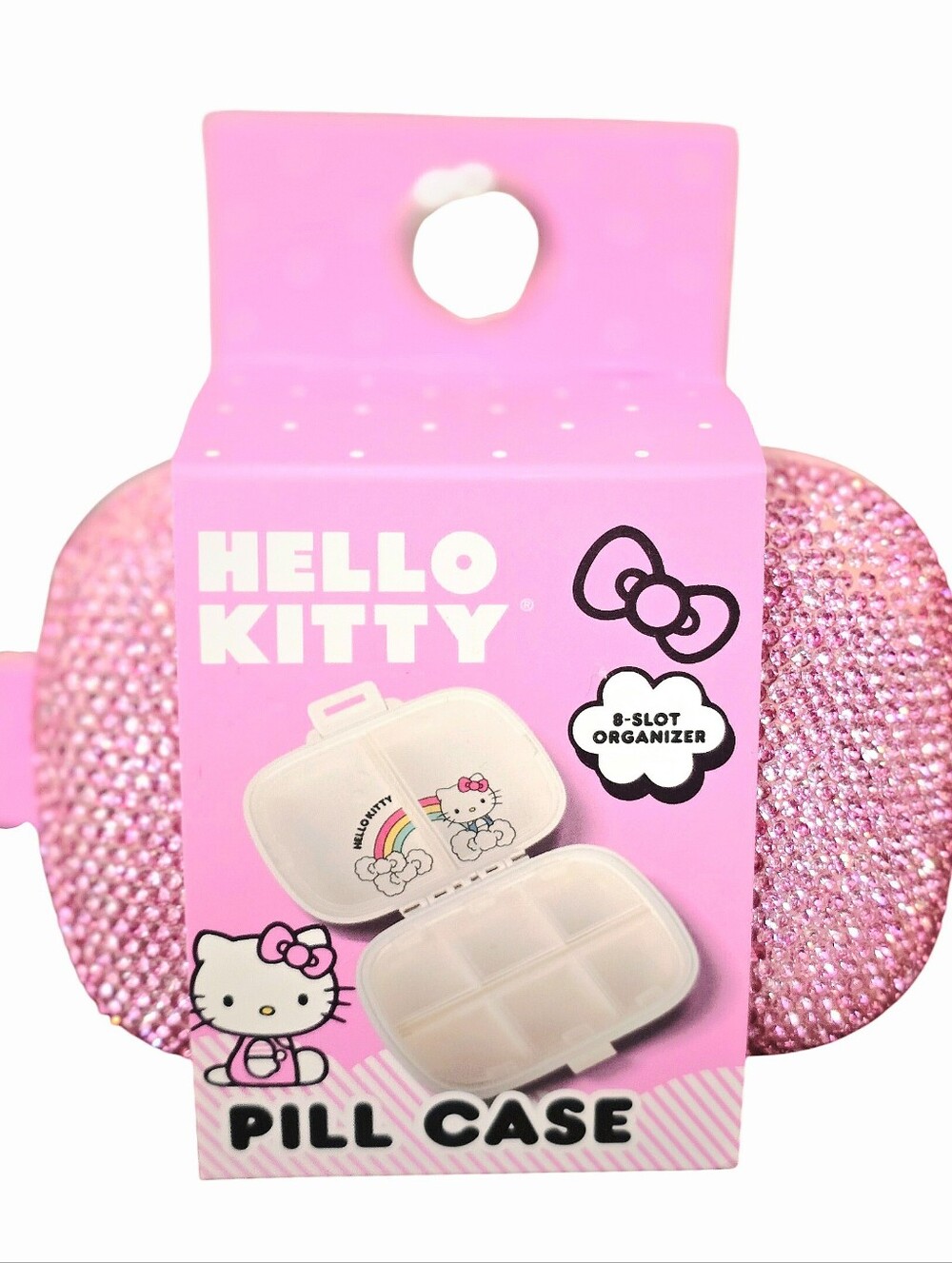 Hello Kitty Rhinestone Crystal 8-Slot Pill Organizer Case